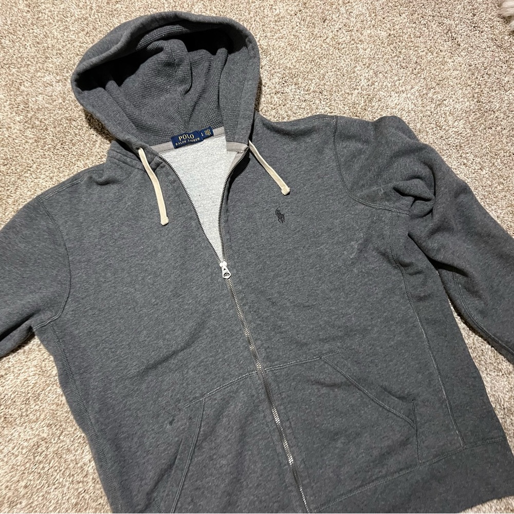 Men’s Gray Zip Up Polo Hoodie